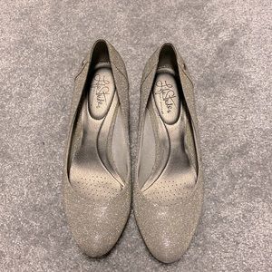 Silver sparkly 2 inch heels. Size 9